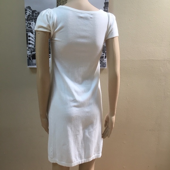 MNG Basic Short Sleeve Knitted Midi Off White Dress - Picture 2 of 10